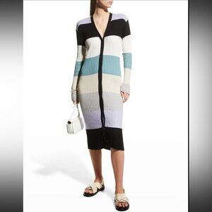 Colorblock Ribbed Midi Cardigan